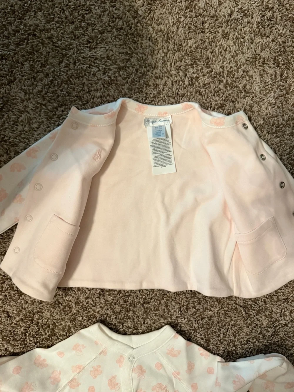Ralph Lauren Teddy Bear Footie & Reversible Cardigan - Never Worn